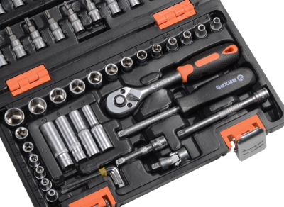 Набор инструментов, 1/4", CrV, пластиковый кейс 57 предметов Вихрь-Tehinstrument