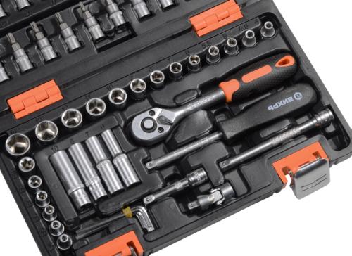 Набор инструментов, 1/4", CrV, пластиковый кейс 57 предметов Вихрь-Tehinstrument