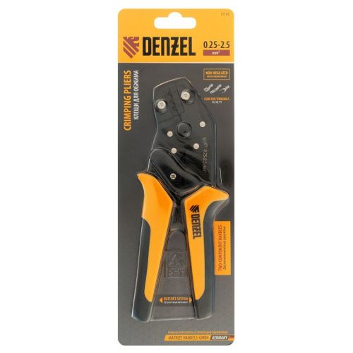 Клещи для обжима неизолированных наконечников НК и НВ, разъемов РП, 0,25 - 2,5 мм2 Denzel-Tehinstrument