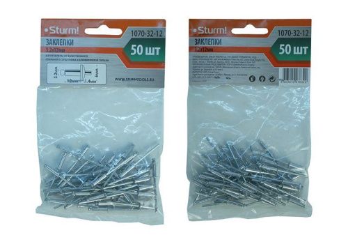 Заклепки 3,2 х 12 мм, 50 шт.  Sturm-Tehinstrument
