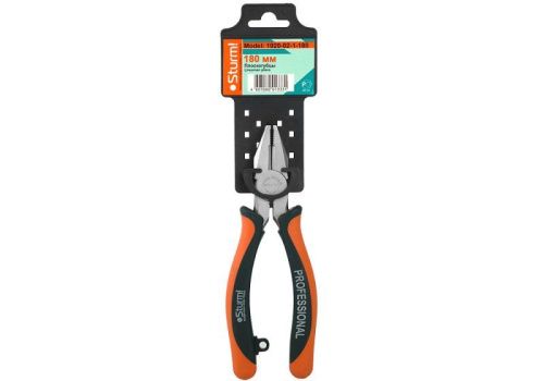 Плоскогубцы, 180мм, TPR рукоятки, никелированные,  Sturm-Tehinstrument