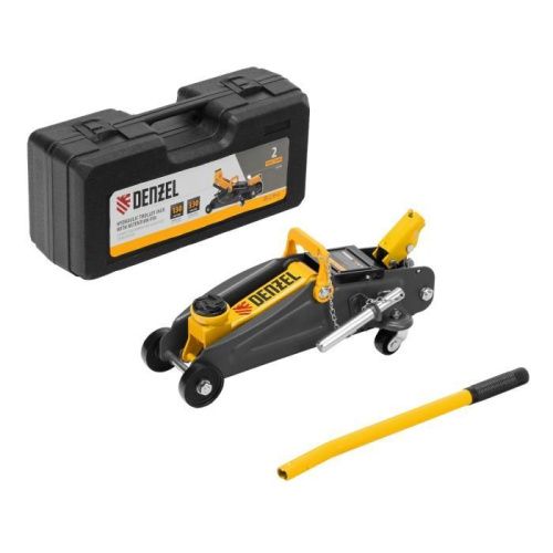Домкрат гидравлический подкатной с фиксатором, 2 т, 130-330 мм, в кейсе Denzel-Tehinstrument