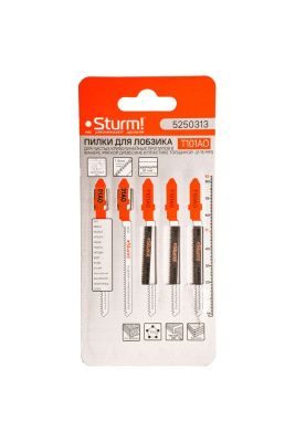 Пилки для лобзика по дереву T101AO, 5 шт, 83х51мм, шаг зуба 1,4мм, чистый фигурный рез, HCS,  Sturm-Tehinstrument