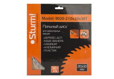 Пильный диск, размер 210x30x36 зубьев, твердосплавные напайки  Sturm-Tehinstrument