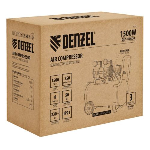 Малошумный безмасляный компрессор Denzel DLP-1500/50-Tehinstrument