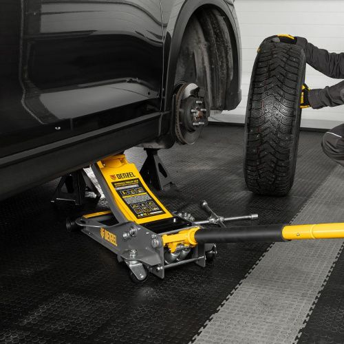 Домкрат гидравлический подкатной, 3 т, 75-500 мм, быстрый подъем, низкий подхват, проф. Denzel-Tehinstrument