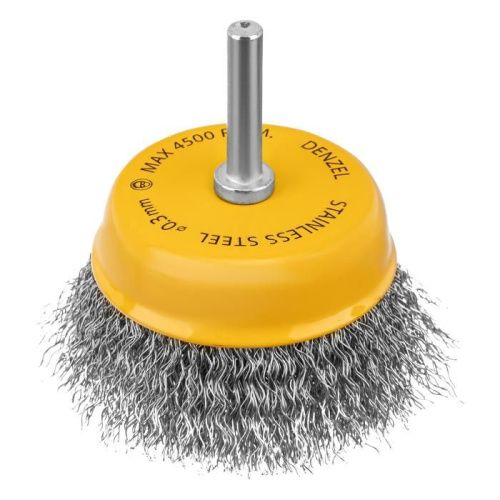 Щетка для дрели, 75 мм, Чашка, со шпилькой, нержавеющая витая проволока Denzel-Tehinstrument