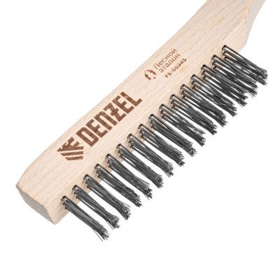 Щетка зачистная 3-х рядная, прямая проволока из нержавеющей стали с деревянной ручкой, EFP// Denzel-Tehinstrument