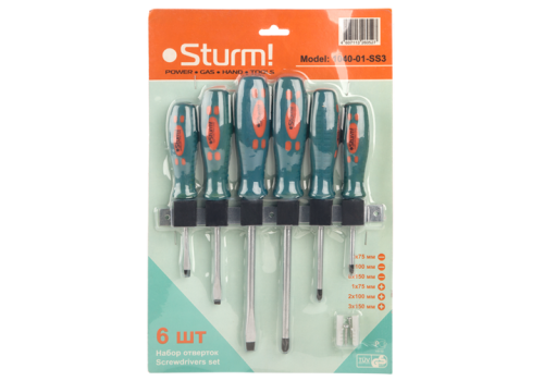 Набор отверток 6 шт, настенный держатель, CrV  Sturm-Tehinstrument