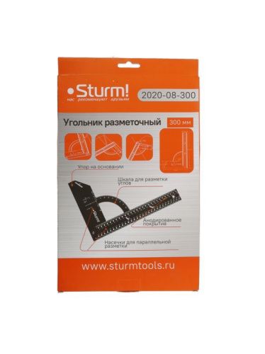 Угольник 200x300мм, разметочный, со стоппером, ,  Sturm-Tehinstrument