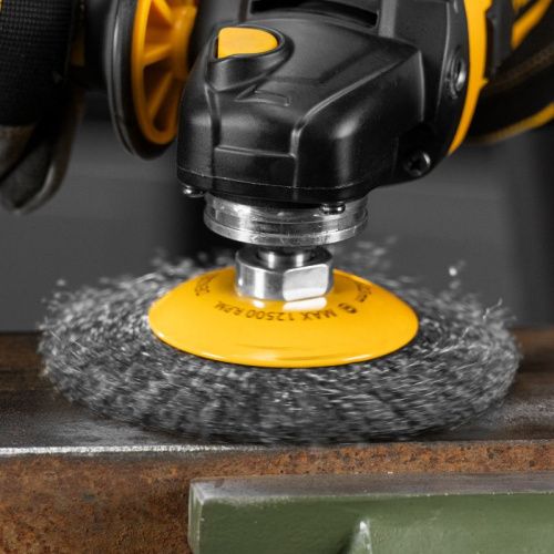 Щетка для УШМ, 125 мм, "Тарелка", витая нержавеющая проволока 0.3 мм, М14 Denzel-Tehinstrument