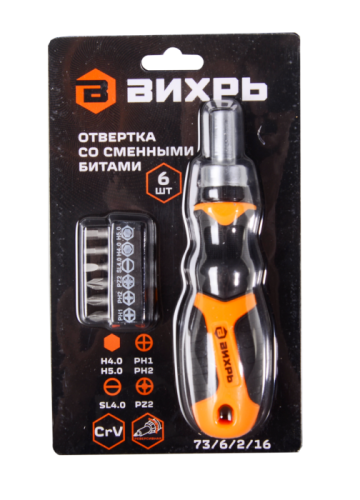 Отвертка Вихрь со сменными битами 6 шт-Tehinstrument