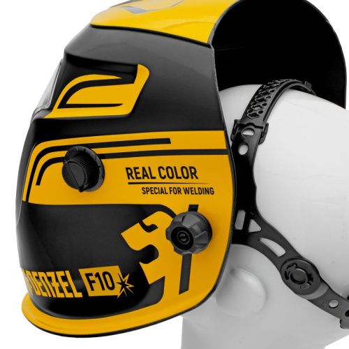 Щиток защитный лицевой (маска сварщика) F10, см. окно 100х96, Real Color, DIN 4-8/9-13 Denzel-Tehinstrument