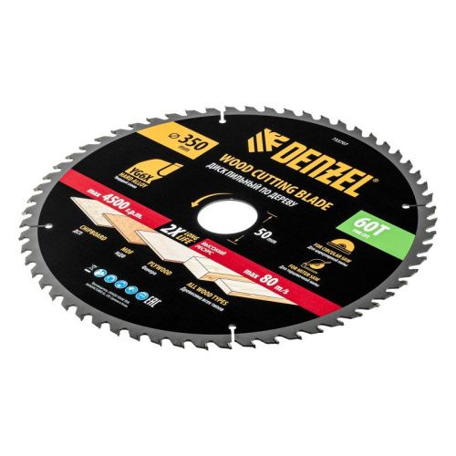 Пильный диск по дереву ф350 х 50 мм, 60 зубьев Denzel-Tehinstrument