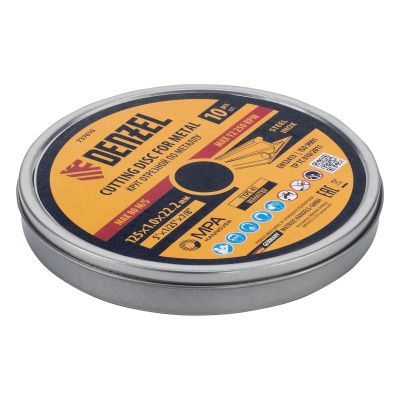 Круг отрезной по металлу, 125 х 1,0 х 22,2 мм, WA60TBF, в метал.банке, 10 шт. Denzel-Tehinstrument