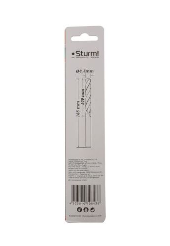 Сверло по металлу  Sturm 8,5х165 мм, сталь HSS, удлинен., 118° ,блистер 1 шт-Tehinstrument