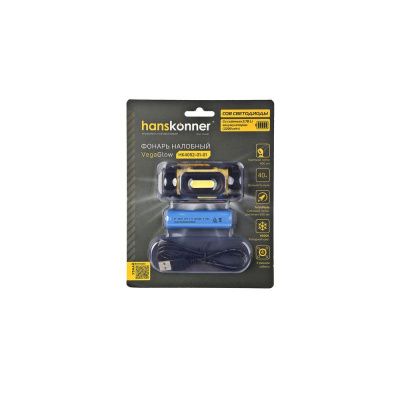 Фонарь налобный аккумуляторный 400лм (турбо 630лм), COB светодиод, 4 режима, Hanskonner-Tehinstrument