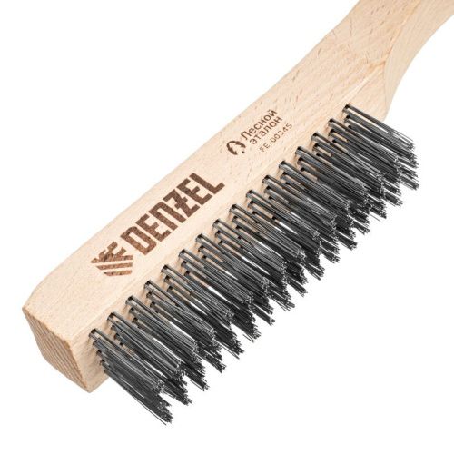 Щетка зачистная 5-и рядная, прямая проволока из нержавеющей стали с деревянной ручкой, EFP// Denzel-Tehinstrument