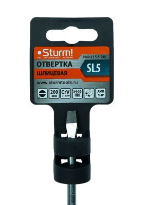 Отвертка плоский шлиц SL5х200мм, CrV, магнитный наконечник  Sturm-Tehinstrument