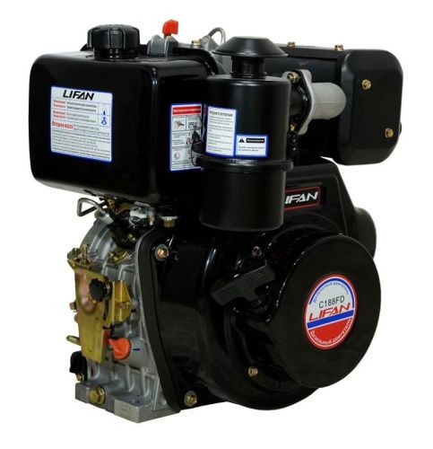 Двигатель Lifan Diesel 188FD, шлицевой вал ?25мм, катушка 6 Ампер-Tehinstrument