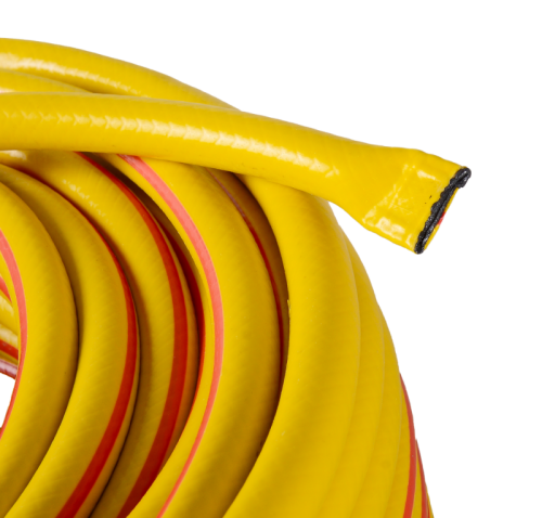 Шланг Вихрь поливочный ПВХ усиленный, пищевой трехслойный армированный 1/2", 50м (жёлтый)-Tehinstrument