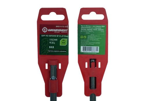 Бур SDS+ 12х210 плоский резец ВК8 спираль S4 БОЕКОМПЛЕКТ-Tehinstrument