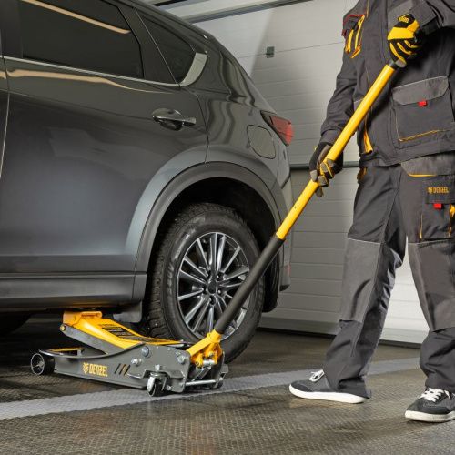 Домкрат гидравлический подкатной, 3,8 т, 110-580 мм, быстрый подъем, низкий подхват, проф. Denzel-Tehinstrument