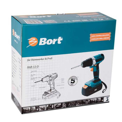 Аккумуляторный шуруповерт Bort BAB-12-D (дрель-шуруповерт Борт 12д), 98296501-Tehinstrument