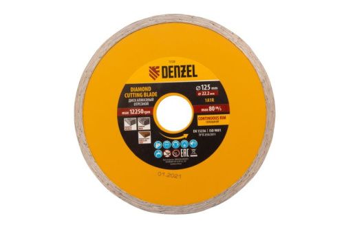 Диск алмазный, отрезной сплошной, 125 х 22.2 мм, мокрая резка Denzel-Tehinstrument