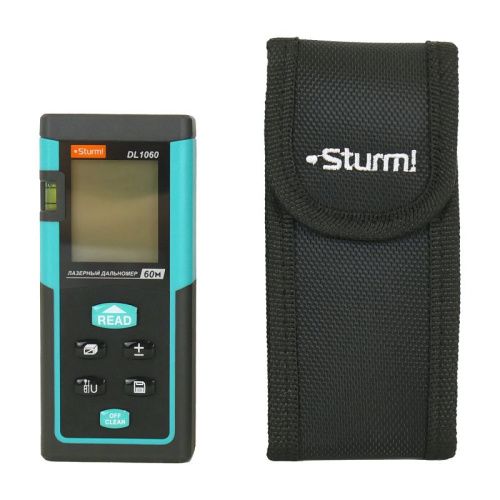 Дальномер лазерный, 0.05-60м, LCD дисплей, встроенный уровень, чехол,  Sturm-Tehinstrument