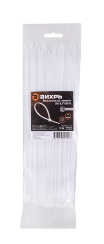 Хомуты нейлоновые (стяжки) белые 100 шт. Вихрь 3,6*250 Б-Tehinstrument