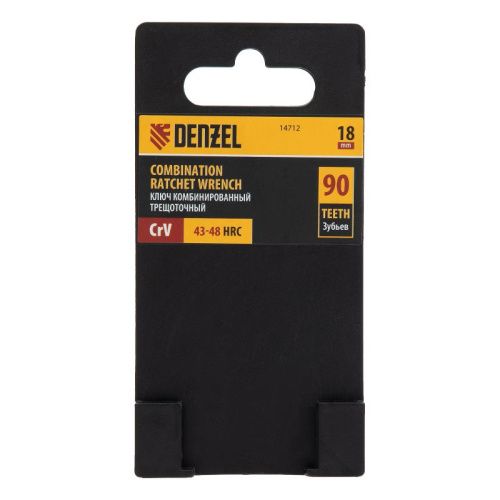 Ключ комбинированный трещоточный, 18 мм, CrV, матовый хром Denzel-Tehinstrument