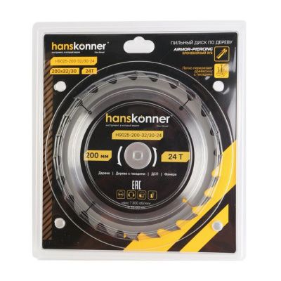 Пильный диск по дереву ArmorPiercing 200x32/30мм, 24 зуба, Hanskonner-Tehinstrument