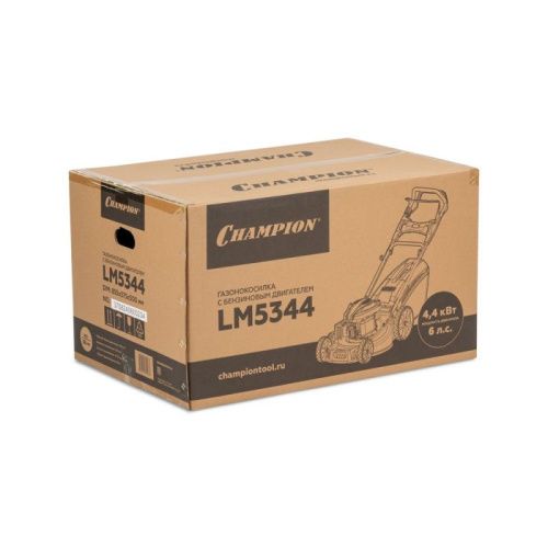 Газонокосилка CHAMPION LM5344 (PRO 4,4кВт привод 525мм 65л 25-75мм 1рычаг/6, 38кг 4в1)-Tehinstrument
