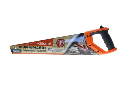 Ножовка для мокр. дерева, с карандашом,450мм,7-8TPI,3D, серия Кулибин,  Sturm-Tehinstrument