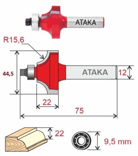 Фреза Атака кромочная калевочная D44.5/ф12/H22 (8140990)-Tehinstrument