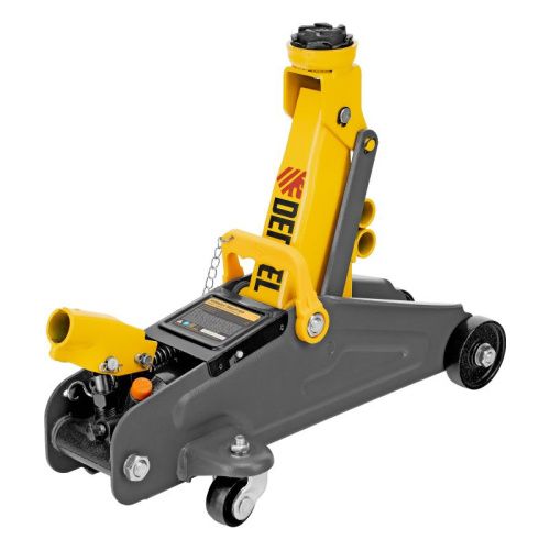 Домкрат гидравлический подкатной с фиксатором, 2 т, 130-330 мм Denzel-Tehinstrument