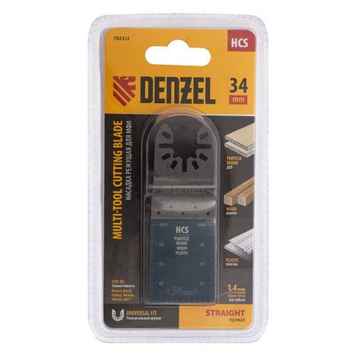 Насадка для МФИ режущая пазовая прямая, HCS, по дереву, 34 х 1.4 мм, мелкий зуб Denzel-Tehinstrument