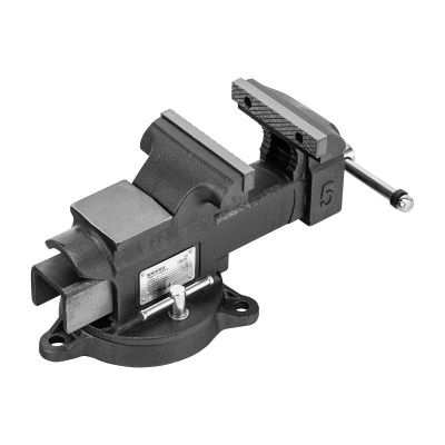 Тиски слесарные BVH-125, 125 мм, поворотные, стальная направляющая, с наковальней //Denzel-Tehinstrument