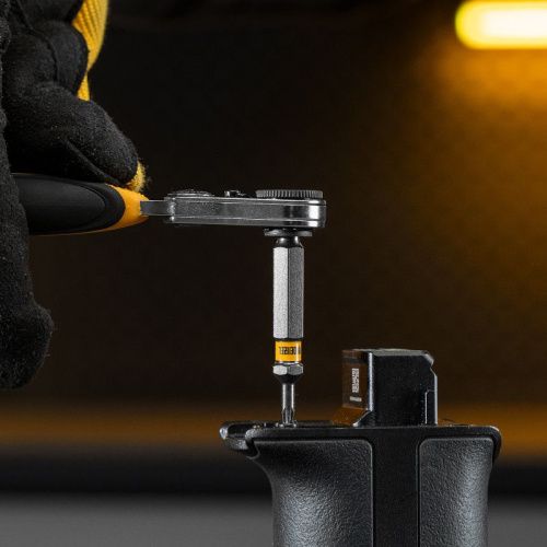 Ключ-трещотка для бит 1/4", 52 зуба, CrMo, адаптер для торцевых головок Denzel-Tehinstrument