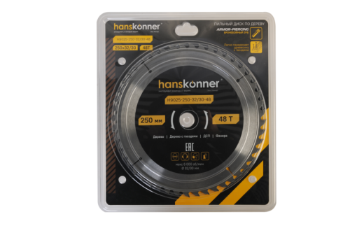 Пильный диск по дереву ArmorPiercing 250x32/30мм, 48 зубьев, Hanskonner-Tehinstrument
