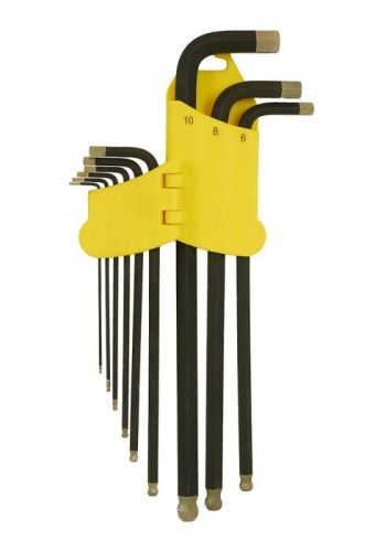 Набор шестигранных ключей с шаром, 1, 5-10 мм, 9 шт, S2, экстра-длинные, Hanskonner-Tehinstrument