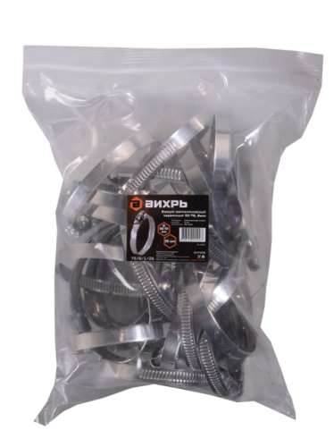 Хомуты металлические червячные Вихрь 50-70, 9мм, 25 шт.-Tehinstrument