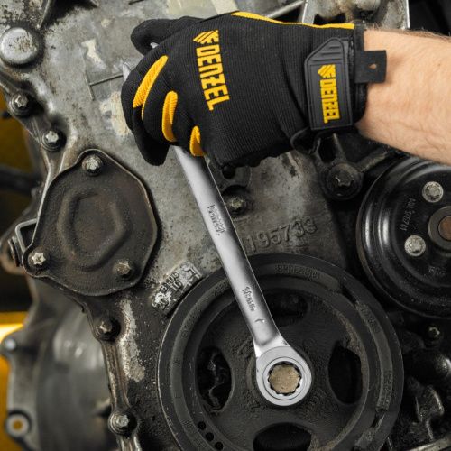 Ключ комбинированный трещоточный, 18 мм, CrV, матовый хром Denzel-Tehinstrument