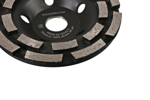 Чашка алмазная, шлифовальная, Extreme, 125x22мм, 2 ряда, Hanskonner-Tehinstrument
