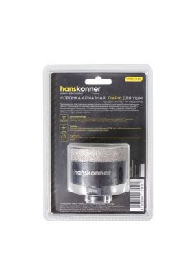 Коронка алмазная для УШМ, tilepro, 68 мм, вакуумн. Спекание алмазов, Hanskonner-Tehinstrument