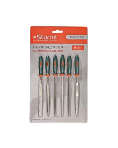 Набор надфилей 6 шт, алмазное напыление, обрезиненная рукоятка  Sturm-Tehinstrument