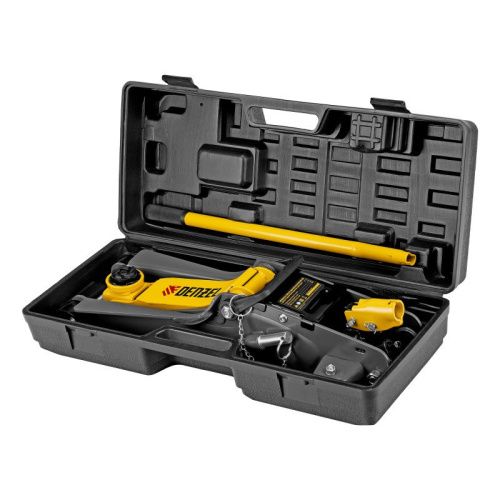 Домкрат гидравлический подкатной с фиксатором, 2,5 т,  85-385 мм, в пласт. кейсе Denzel-Tehinstrument