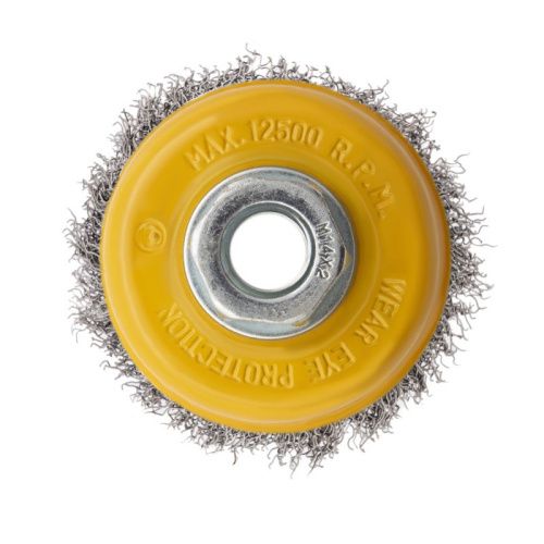 Щетка для УШМ, 75 мм, "Чашка", витая нержавеющая проволока 0.3 мм, М14 Denzel-Tehinstrument