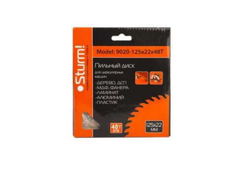 Пильный диск, размер 125x22x48 зубьев, твердосплавные напайки  Sturm-Tehinstrument